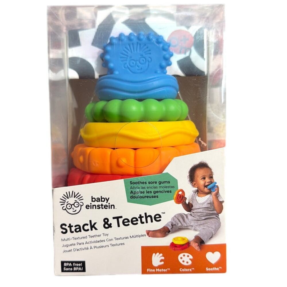 Baby Einstein Stack & Teethe Baby Toy Multi-Textured Teether Toy Brand New